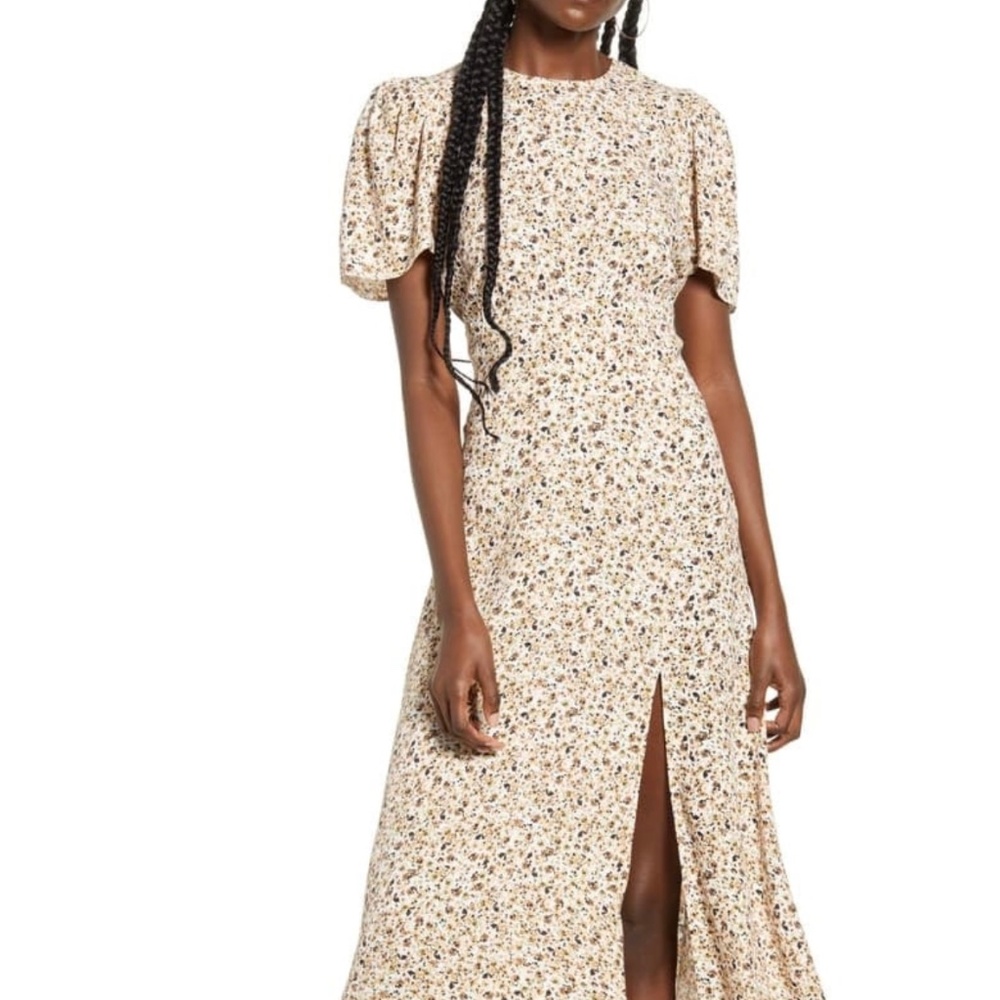 AFRM Jamie Print Open Back Short Sleeve Dress